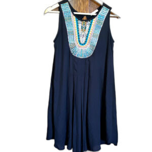 Thyme and Honey Boho Dress Embroidered Western Cowgirl Black Colorful Festival S